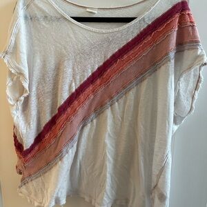 We The Free White Top with Multicolor Stripes